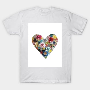 Printed quilling art. flower heart art T-Shirt